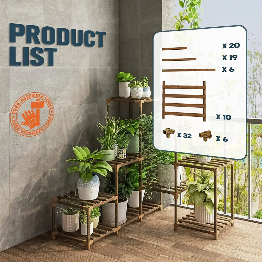 Corner Plant Stand - Indoor Wood Outdoor Plant Shelf For Multiple Plants