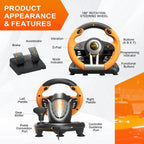 PXN V3 Racing Wheel, 180° Steering Wheel with Linear Pedals and Paddle Shifters, Compatible with Xbox Series X|S, PC, PS4 and Nintendo Switch, Orange