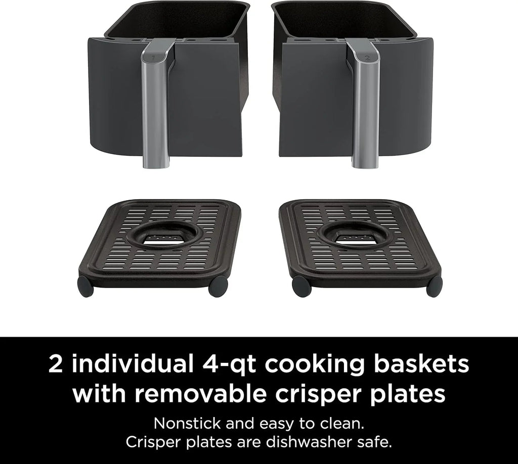 Ninja Foodi 10 QT 6-in-1 DualZone Smart XL Air Fryer, 2 Independent 5 QT Baskets, Grey - DZ550