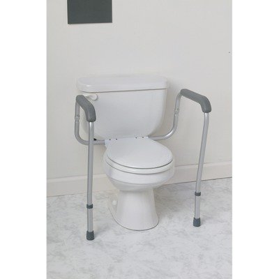 Medline Toilet Handle Safety Rail, Aluminum Grab Bar for Bathroom, 27.5" to 32" Adjustable Height, 250-lb. Capacity