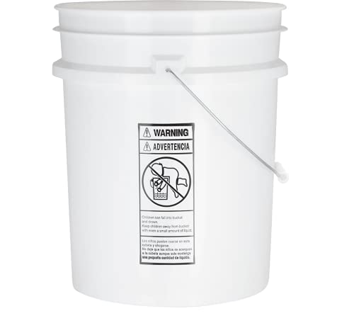 5 Gallon Plastic Bucket Pail Food Grade with Blue Screw on Lid(Pack of 3) Made in USA