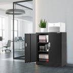 WORKPRO 37"x31.5"x15.75" Small Metal Garage Storage Cabinet with Locking Doors and 2 Adjustable Shelves, for Tools, Office, Home, Shops, Black
