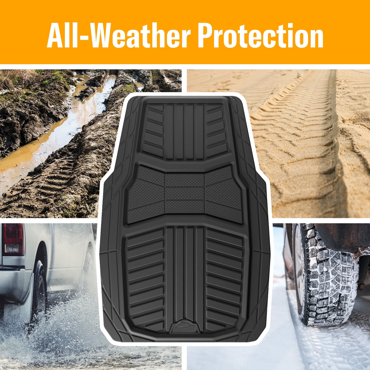Armor All All-Season Full Coverage Floor Mats for Cars, Trucks, and SUVs, Black, 3-Piece