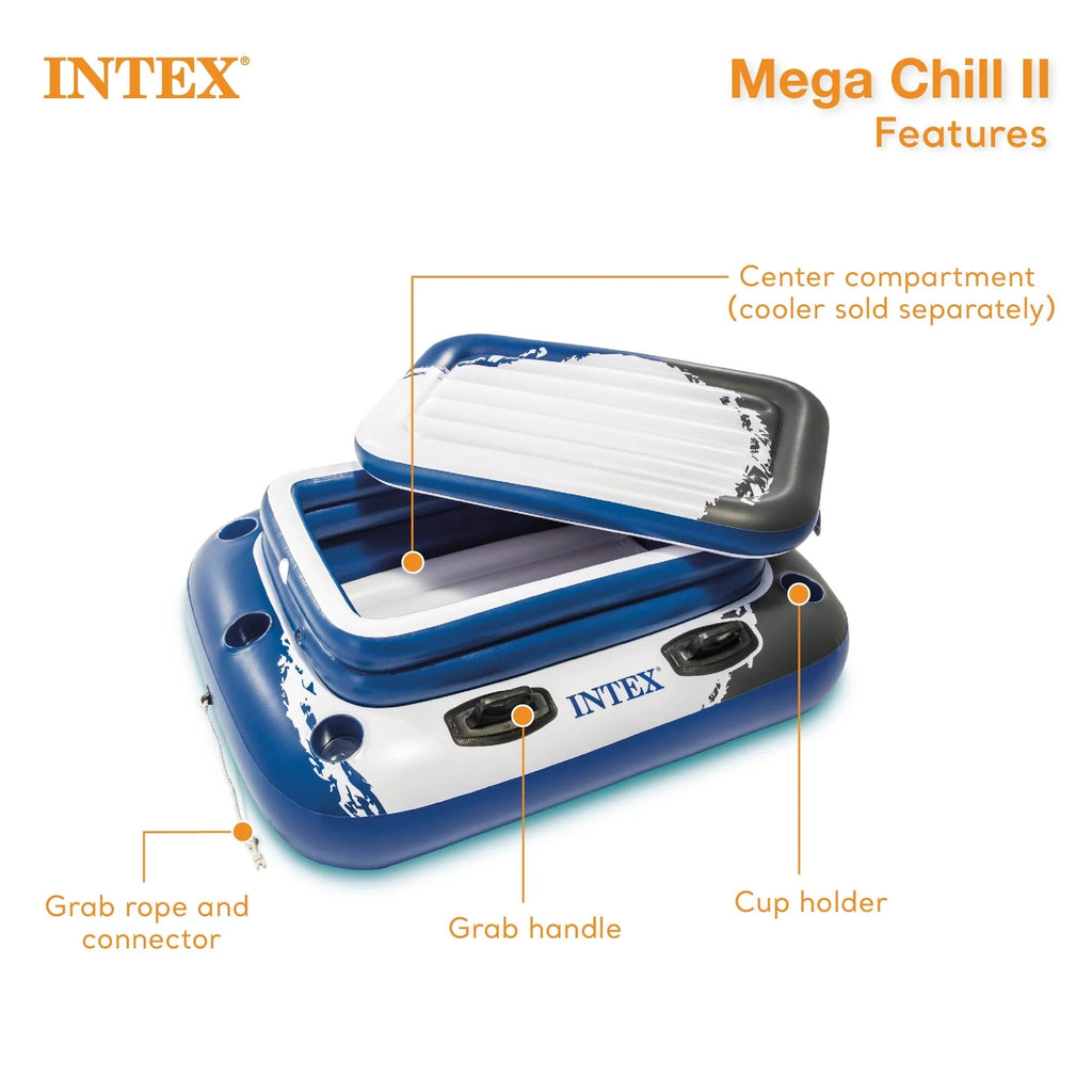 INTEX Ultra XTR Above Ground Pool 24ft x 12ft x 52in With 2 Floating Recliners And Mega Chill II Cooler
