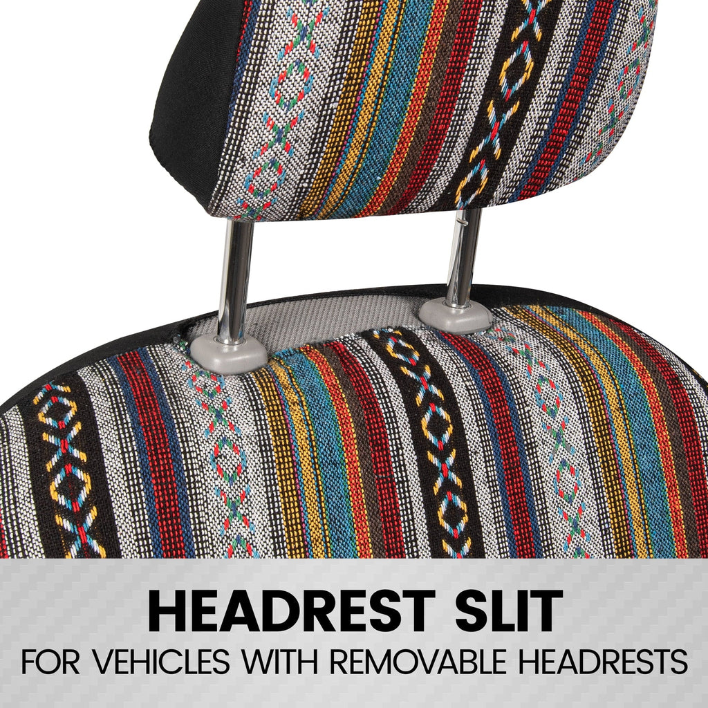 BDK Saddle Blanket Car Seat Covers Front and Rear Set, Woven, Baja Inca, 9-Piece