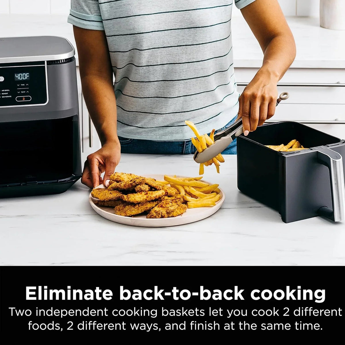 Ninja Foodi 10 QT 6-in-1 DualZone Smart XL Air Fryer, 2 Independent 5 QT Baskets, Grey - DZ550