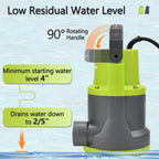 FLUENTPOWER 3/4 HP Submersible Utility Pump, 3500 GPH, Manual Control, 26.4 ft Cord, for Pool and Basement Draining