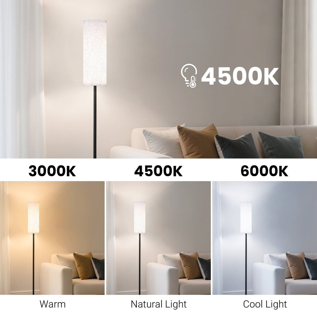 DAYBETTER LED Floor Lamps, 3 Colors Temperature, 9W LED Bulb, Modern Standing Lamps with Lampshade, for Living Room Bedroom Office
