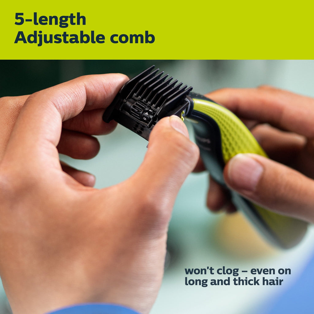 Philips OneBlade 360 Face, Hybrid Electric Trimmer & Shaver, 5-in-1 Comb, Wet & Dry Use, Black, QP2724/70