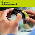 Philips OneBlade 360 Face, Hybrid Electric Trimmer & Shaver, 5-in-1 Comb, Wet & Dry Use, Black, QP2724/70