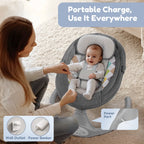 Electric Baby Swing, Caveen Infant Swing Rocker with Remote Control, 5 Sway Speeds, Bluetooth Music, Grey