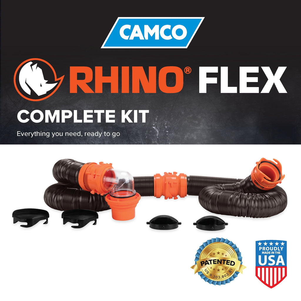 Camco RhinoFLEX 20ft RV Sewer Hose Kit - 23 Mils of Polyolefin, Black (39744)