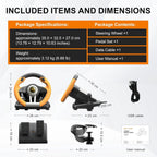 PXN V3 Racing Wheel, 180° Steering Wheel with Linear Pedals and Paddle Shifters, Compatible with Xbox Series X|S, PC, PS4 and Nintendo Switch, Orange
