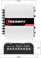 Taramps TS 400x4 400 watts RMS 4 Channels Full Range Car Audio Amplifier, 2 Bridged Channels, RCA Input Class D, Output Power, Multichannel Amplifier