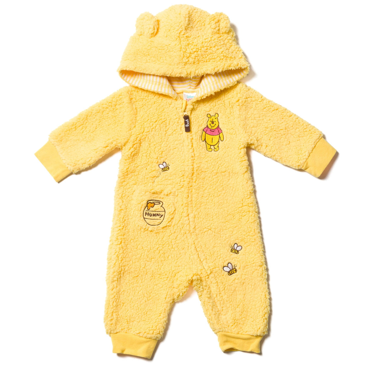 Disney Winnie the Pooh Baby Boy or Girl Cosplay Fleece Hooded Jumpsuit Yellow