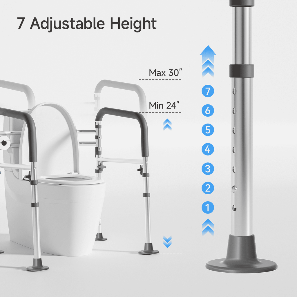 Loyoda Toilet Safety Rail, Adjustable Foldable Toilet Frame with Handles for Seniors 350 lb Weight Cap