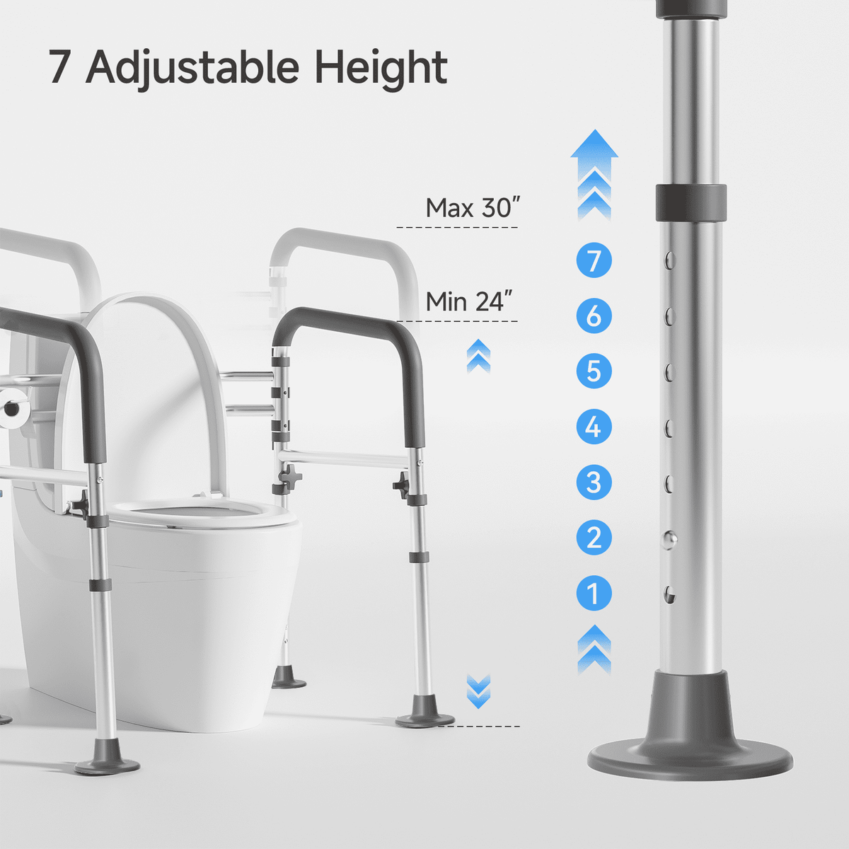 Loyoda Toilet Safety Rail, Adjustable Foldable Toilet Frame with Handles for Seniors 350 lb Weight Cap