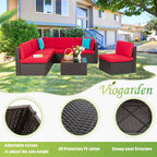 5-Piece All-Weather Wicker Patio Conversation Set With Ottoman And Cushions