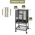 Uforic 41" Metal Bird cage with Rolling Stand, Tray, 2 Perches and 2 Feeders, Black