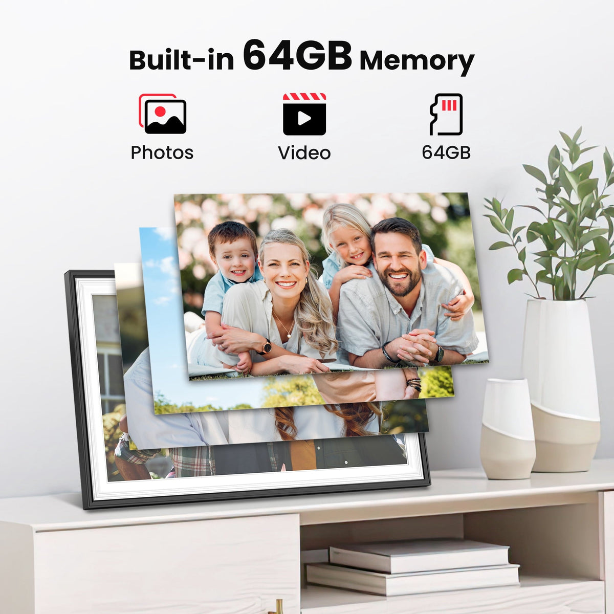 64GB Frameo Digital Picture Frame, TEMASH 15.6 Inch Large Digital Photo Frame WiFi, 1920*1080 FHD IPS Touchscreen Auto Rotate, Easy to Share Photos