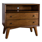 Home Square 4-Piece Set With Small TV Console, Full Wood Bed And Large Nightstand