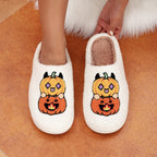 BERANMEY Halloween Slippers for Women Perfect Soft Plush Comfy Warm Slip-On Cute Womens Slippers Indoor Fluffy House Slippers for Women and Men Non-slip Fuzzy Flat Slides