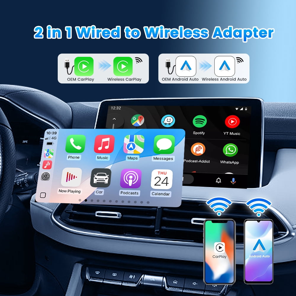 Carlinkit 5.0 Wireless Apple CarPlay Adapter, 2 in 1 Wire to Wireless CarPlay&Android Auto Dongle, 5.8Ghz Wifi, Plug&Play, Low Latency, Black