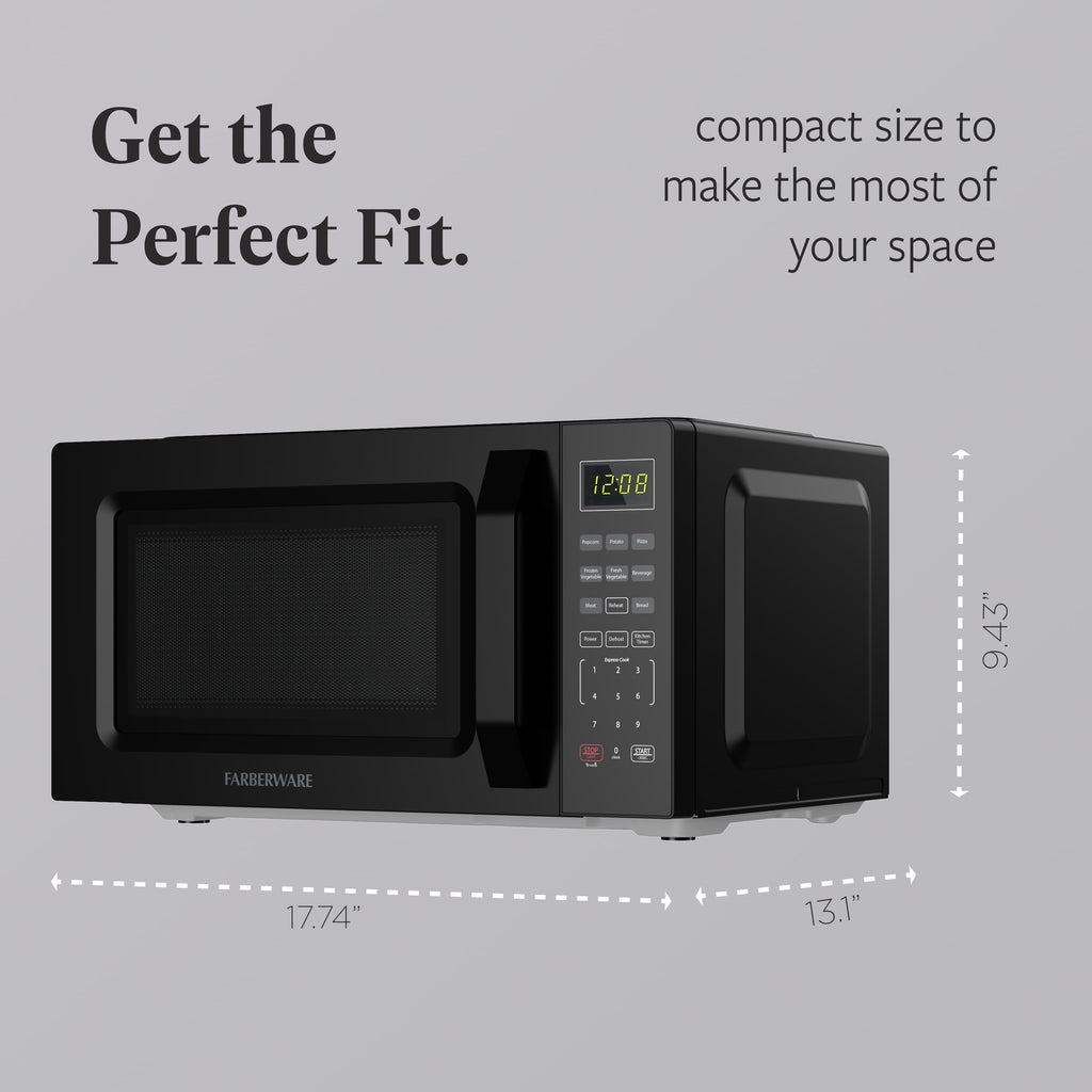 Farberware Countertop Microwave Oven, 0.7 cu ft, 700 W, Auto-Cook Menu, Black