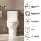 Alvantor One-Piece Toilet, Modern 1.1/1.6 GPF Dual Flush Toilet ADA Height 17" Rimless Bowl with Soft Closing Seat White