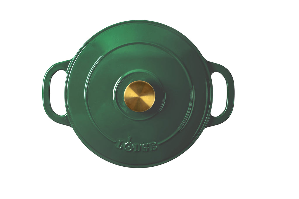 Lodge 7 qt Enameled Cast Iron Dutch Oven with Loop Handles, Emerald