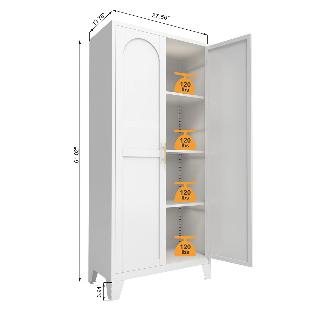 61" Metal Storage Cabinet with Doors and Adjustable Shelves,Garage Storage Cabinet for Home,Office