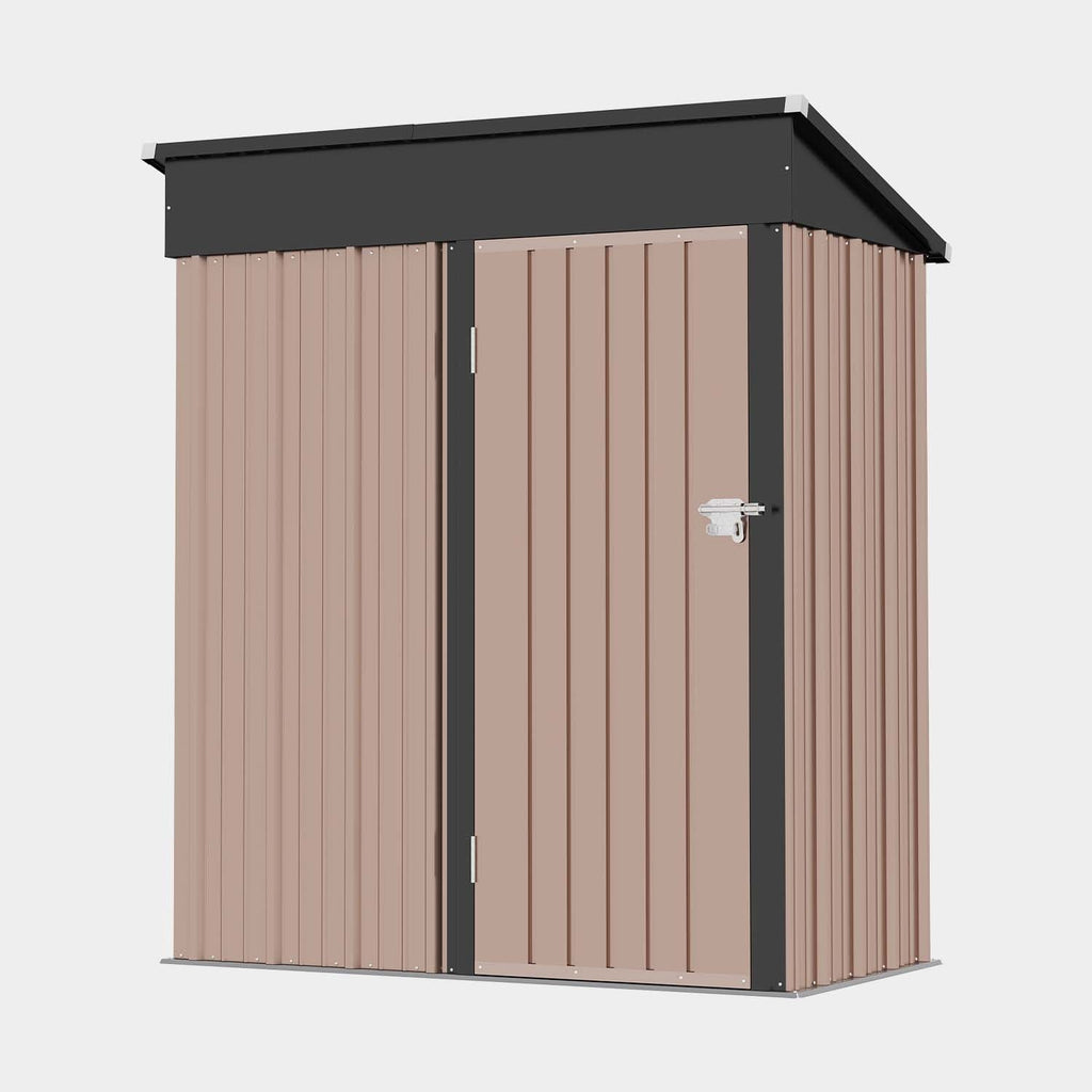 BaPiPro 5'x3' Outdoor Storage Shed, Heavy Duty Metal Shed Garden Tool Shed with Lockable Door for Backyard, Patio, Upgraded Structure Frame, Brown
