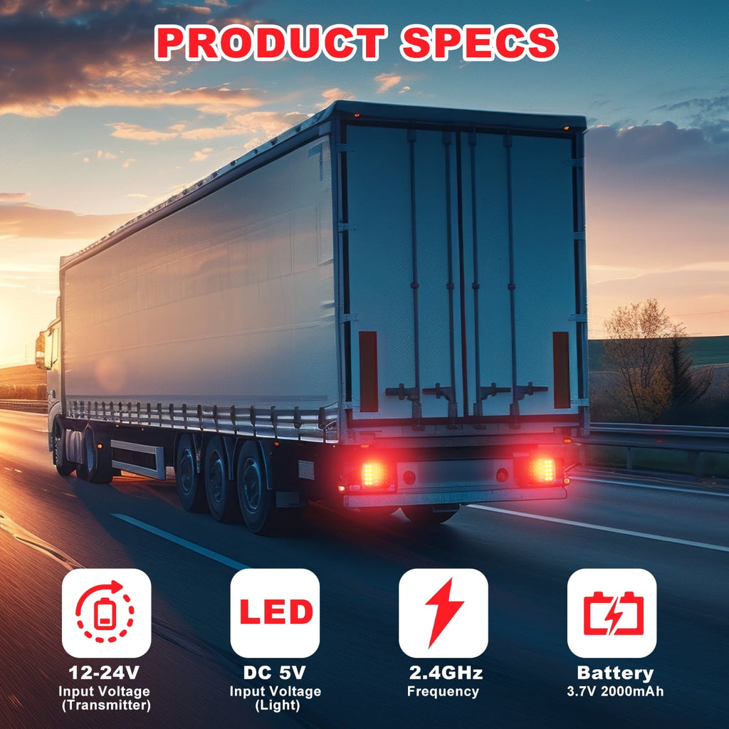 Wireless Trailer Lights, Magnetic Trailer Light For Towing, Portable Rechargeable LED Tow Lights Kit For Trucks, Boat, RV