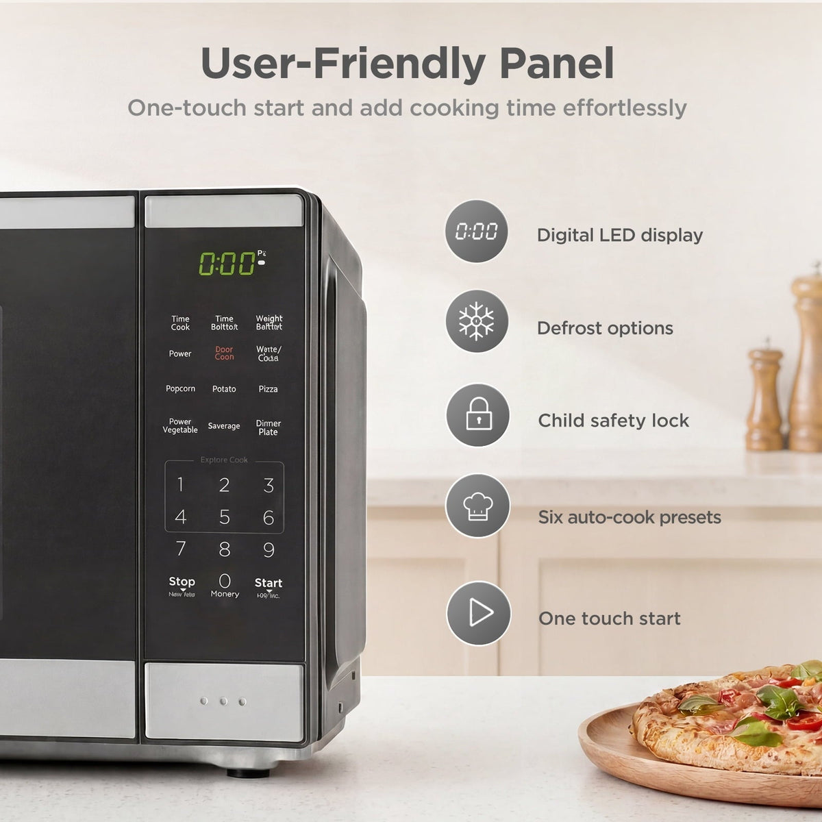 BLACK+DECKER 0.9 Cu Ft Microwave Oven Countertop , 6 Auto Menus, 10 Power Levels, Digital Panel, 900W