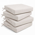 4-Pack Outdoor Chair Cushions 19x19x3 Inch,Waterproof Patio Seat Cushions with Ties,Fade Resistant for Garden, Porch, Deck(Begie)