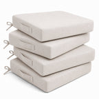 4-Pack Outdoor Chair Cushions 19x19x3 Inch,Waterproof Patio Seat Cushions with Ties,Fade Resistant for Garden, Porch, Deck(Begie)