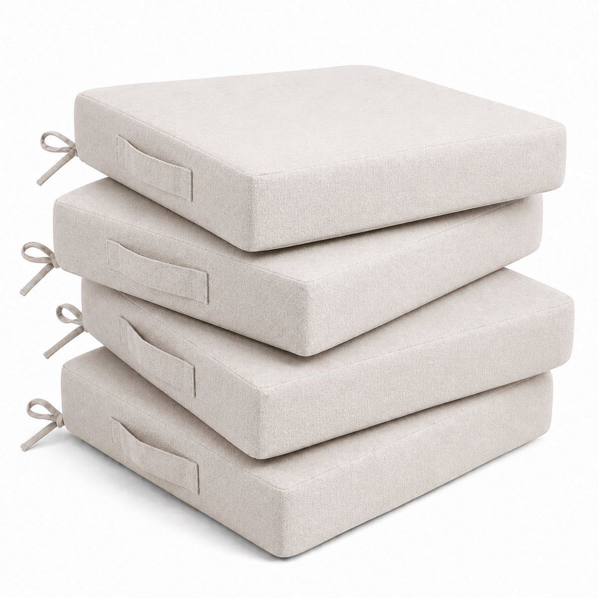 4-Pack Outdoor Chair Cushions 19x19x3 Inch,Waterproof Patio Seat Cushions with Ties,Fade Resistant for Garden, Porch, Deck(Begie)