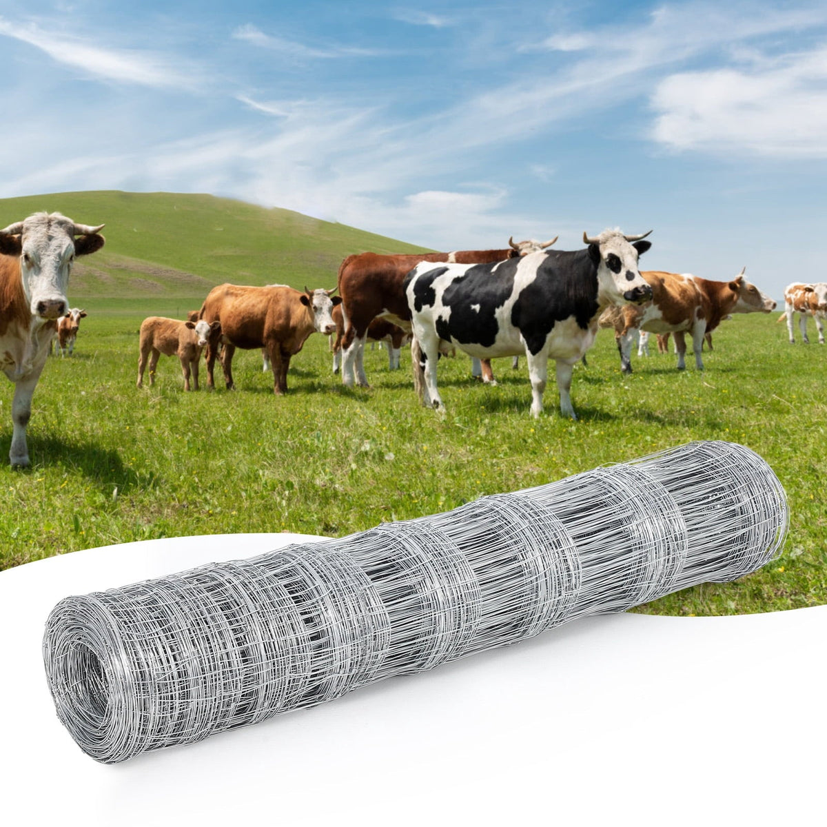 4 ft x 328 ft Farm Fence, High Strength Galvanized Cattle Fence, Heavy Zinc Coating Wire Fence for Hog, Deer, Goat, Sheep, All Weather Resistance