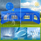 COBIZI 10x20 Heavy Duty Pop-Up Canopy Tent With 6 Sidewalls - Black