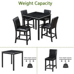 Modern 5-Piece Counter Height Dining Set With Square Table And 4 Upholstered Chairs