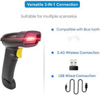 NETUM 2D Barcode Scanner, Compatible with 2.4G Wireless & Bluetooth & USB Wired Connection, Connect Smart Phone, Tablet, PC, 1D Bar Code Reader Work
