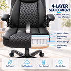 CloudRest Pro Office Chair, 400LBS Wide Seat Ergonomic Computer Desk Chair High Back Executive Leather Chair Adjustable Task Chair Lumbar Back, Black
