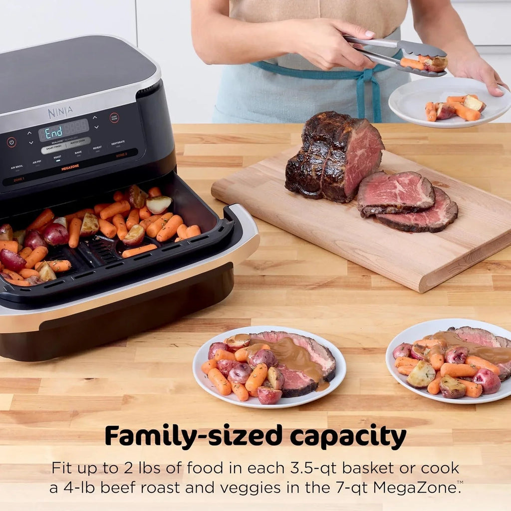 Ninja Foodi 10 QT 6-in-1 DualZone Smart XL Air Fryer, 2 Independent 5 QT Baskets, Grey - DZ550