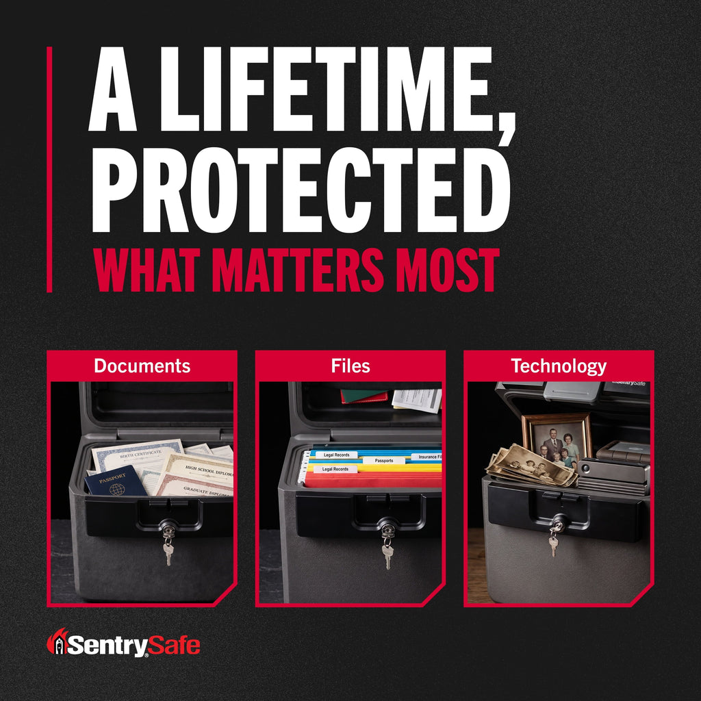 SentrySafe HD4100 Fire & Water Resistant File Document Safe with Key Lock, 0.65 cu ft, Charcoal Gray