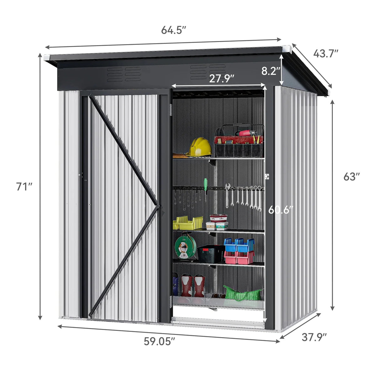 UFORIC Outdoor Storage Shed, 5 x 3 ft, Dark Gray