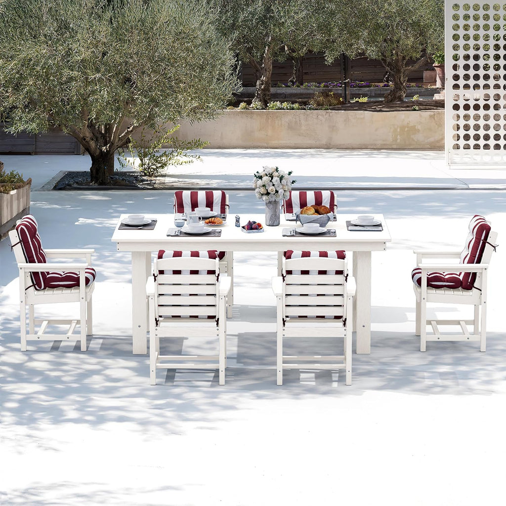 SERWALL 7-Piece HDPE Patio Dining Set, Aruba, 66.9in D x 32.2in W x 29.1in H