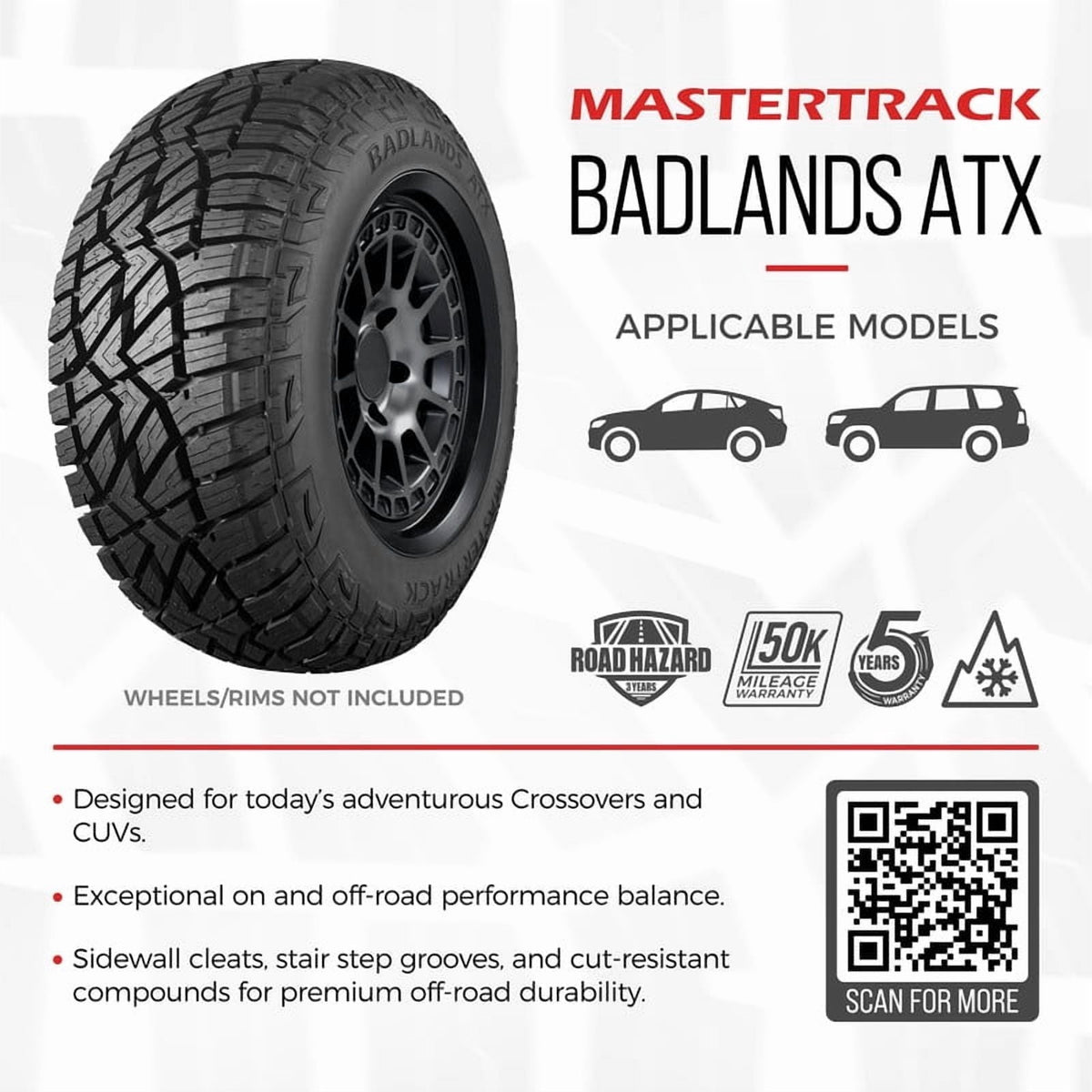 Mastertrack Badlands ATX 225/60R18 100H All Terrain SUV/CUV Tire