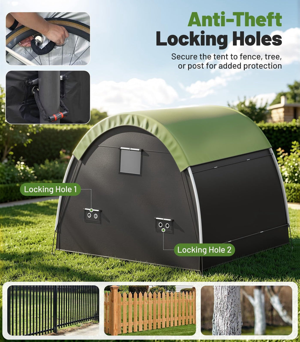 Housolution Bike Tent, Outdoor Bike Storage Shed, Waterproof Bicycle Cover with 210d Oxford, Portable Bicycle Tent for 4-5 Bikes, Lawn Mower