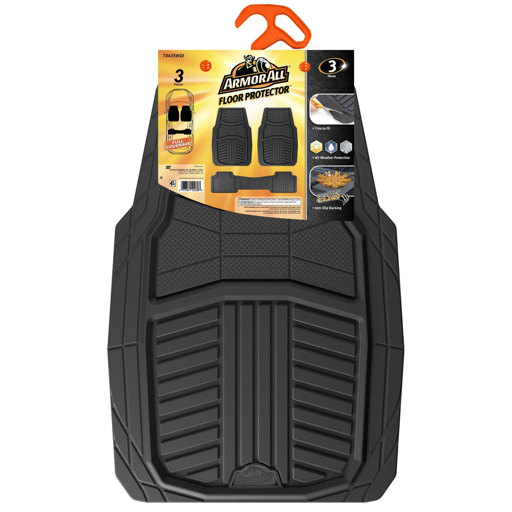 Armor All All-Season Full Coverage Floor Mats for Cars, Trucks, and SUVs, Black, 3-Piece