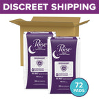 Poise Women's Overnight Incontinence Pads, Extra Coverage (72 Count)